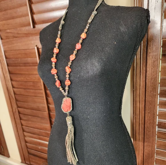 Handcrafted Red Turquoise Necklace - Picture 2 of 5